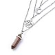 Bullet Natural & Synthetic Gemstone Pendant Tiered Necklaces(NJEW-JN02457)-4