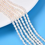 Natural Cultured Freshwater Pearl Beads Strands, Rice, Creamy White, 2.5~5x2.5~3mm, Hole: 0.3~0.4mm, about 83~88pcs/strand, 14.02~14.45''(35.6~36.7cm)(PEAR-T006-27)