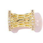 Drum Brass Clear Cubic Zirconia European Beads, Column Large Hole Bead, Ion Plating(IP), Mirror Polished Finish, Real 18K Gold Plated, 11x9mm, Hole: 5.3mm(KK-OY001-08G)