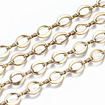 Brass Chains, Oval Link Chains, Unwelded, Cadmium Free & Nickel Free & Lead Free, with Spool, Light Gold, Oval: 9.5x7.5x1.3mm, Link: 7.6x1.4x3mm, about 16.4 Feet(5m)/roll(CHC-S009-007KC)