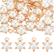 Shell Pearl Round Charms, with Alloy Crown, Light Gold, 14.5x10.5x6mm, Hole: 2mm(PALLOY-AB00020)