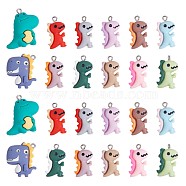 24 Pieces Dinosaur Charms Pendants Animal Shape Resin Charm Colorful Dinosaur Pendant for Jewelry Necklace Bracelet Earring Making Crafts, Mixed Color, 28x25x6.5mm, Hole: 2mm(JX318A)