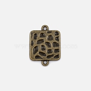 Tibetan Style Zinc Alloy Links Connectors, Cadmium Free & Lead Free, Square, Antique Bronze, 26x19x1.5mm, Hole: 1.8mm(FIND-WH0094-87AB)