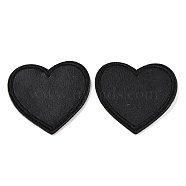 Computerized Embroidery Imitation Leather Self Adhesive Patches, Stick On Patch, Costume Accessories, Appliques, Heart, Black, 37x40.5x1.5mm(DIY-G031-01B)