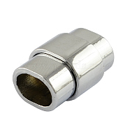 Rectangle Alloy Magnetic Clasps with Glue-in Ends for Jewelry Making, Platinum, 18x15x11.5mm, Hole: 10x7mm(PALLOY-S008)