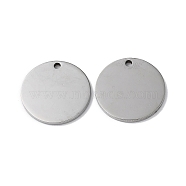 304 Stainless Steel Pendants, Stamping Blank Tag, Flat Round Charm, Stainless Steel Color, 19x1.3mm, Hole: 1.6mm(STAS-Q308-09N-P)