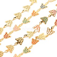 Autumn Theme 304 Stainless Steel Mushroom Link Chains, with Enamel, Real 18K Gold Plated, Soldered, Colorful, 12x8x1mm, about 3.28 Feet(1m)/Strand(STAS-N092-122)