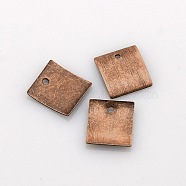 Brass Blank Tag Square Slice Charms Pendants, Nickel Free, Red Copper, 10x9x1.5mm, Hole: 1mm(X-KK-O033-R02-NF)