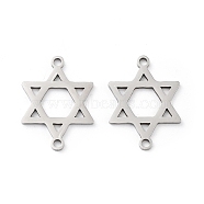 201 Stainless Steel Connector Charms, Star of David Links, Stainless Steel Color, 21.5x15.5x1mm, Hole: 1.6mm(STAS-A090-23P)