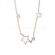 SHEGRACE 925 Sterling Silver Pendant Necklaces, with Enamel Stars, Rose Gold, 15.7 inch(JN79B)