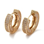 Brass Micro Pave Cubic Zirconia Thick Hoop Earrings, Long-Lasting Plated, Golden, 20.5x22x5mm(EJEW-H103-18G)