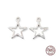 925 Sterling Silver Chain Extender Drops, Extender Chain Tabs, Hollow Star, Silver, 8x7x0.7mm, Hole: 0.8mm(STER-F053-10S)
