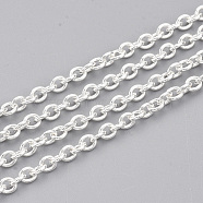 3.28 Feet 304 Stainless Steel Cable Chains, Unwelded, Oval, Silver Color Plated, 4x3x0.8mm(X-CHS-T002-08)
