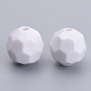 Opaque Acrylic Beads, Faceted, Round, White, 4x4mm, Hole: 1mm, about 1350pcs/50g(X-SACR-S300-05A-01)
