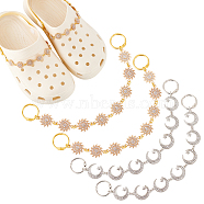 Elite 1 Set Alloy Crystal Rhinestone Moon & Sun Link Shoe Decoration Chain, with Iron Loose Leaf Hinged Rings, Platinum & Light Gold, 212~217mm, 2 styles, 2pcs/style, 4pcs/set(FIND-PH0009-94)