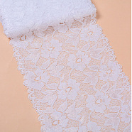 Stretch Elastic Lace Trim, Floral Pattern Lace Ribbon, for Sewing, Dress Decoration and Gift Wrapping, White, 16cm(X-OCOR-TAC0006-02G)