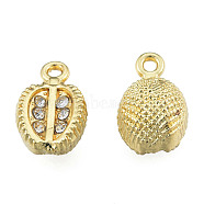 Rack Plating Alloy Charms, with Crystal Rhinestone, Cadmium Free & Nickel Free & Lead Free, Durian, Light Gold, 13x8x6mm, Hole: 1.4mm(PALLOY-N155-154)
