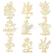 Nickel Decoration Stickers, Metal Resin Filler, Epoxy Resin & UV Resin Craft Filling Material, Religion, Plants Pattern, 40x40mm, 9 style, 1pc/style, 9pcs/set(DIY-WH0450-036)