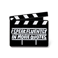 Word I speak Fluently in Movie Quotes Enamel Pin, Brand Alloy Brooch for Backpack Clothes, Electrophoresis Black, White, 24x26.5x1.5mm(ENAM-B046-30)