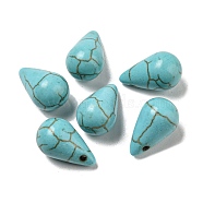 Dyed Synthetic Turquoise Pendants, Teardrop Charms, 18~18.5x10mm, Hole: 1mm(G-G075-10B)
