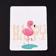 Paper Jewelry Display Cards, for Hanging Earring Display, Rectangle with Happy Flamingo Shape, White, 50x40x0.3mm, Hole: 5.3mm(X-CDIS-G002-07A-02)
