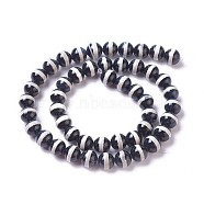 Natural Tibetan Striped Pattern dZi Agate Beads Strands, Round, Black, 8~8.5mm, Hole: 1.2mm, about 48pcs/strand,  14.76  inch~15.15 inch(37.5~38.5cm)(G-P425-03D-8mm)