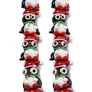 Handmade Lampwork Beads Strands, Penguin, 19~20x15.5~17x12~13mm, Hole: 1.2~1.4mm, about 25pcs/strand, 19.09 inch(48.5cm)(LAMP-L079-02A)