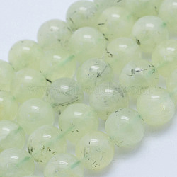 Natural Prehnite Beads Strands, Round, Grade A-, 8~8.5mm, Hole: 1mm, about 51pcs/strand, 15.7 inch(40cm)(G-L478-37-8mm)
