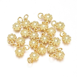 Electroplated Alloy Charms, Long-Lasting Plated, with Brass Jump Ring, Flower, Golden, 10.5x7.5x3mm, Hole: 3.5mm(X-PALLOY-G267-11G)