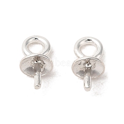 925 Sterling Silver Pendant Bails, For Half Drilled Beads, Silver, 5.8x3mm, Hole: 1.5mm, Pin: 0.7mm(STER-E050-08S-D)