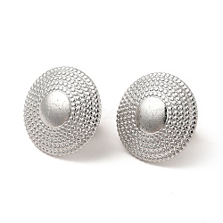 304 Stainless Steel Flat Round Stud Earrings for Women, Stainless Steel Color, 15.5mm, Pin: 0.8mm(EJEW-I281-20P)