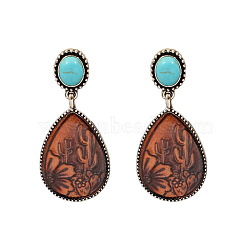 Alloy Dangle Stud Earrings, Antique Silver, Teardrop, 60mm(FS-WGBC769-05)