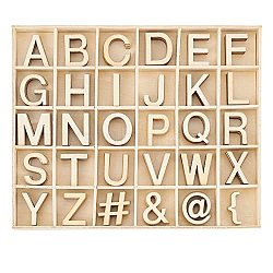 Unfinished Wood Alphabet & Mark Puzzles, Educational Toy, PapayaWhip, 2.9~3x0.6~3x0.2cm, 30 style, 5pcs/style, 150pcs/set(WOOD-WH0314-112)