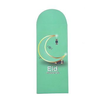 Paper Envelopes, Rectangle with Eid Mubarak Word, Medium Aquamarine, 220x80x0.5mm, Usable: 180x80mm, 6pcs/bag