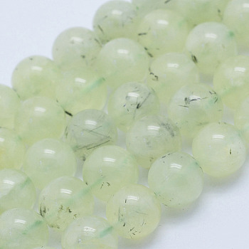 Natural Prehnite Beads Strands, Round, Grade A-, 8~8.5mm, Hole: 1mm, about 51pcs/strand, 15.7 inch(40cm)