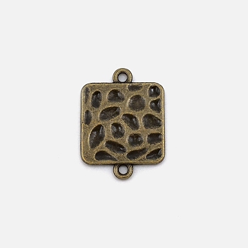 Tibetan Style Zinc Alloy Links Connectors, Cadmium Free & Lead Free, Square, Antique Bronze, 26x19x1.5mm, Hole: 1.8mm