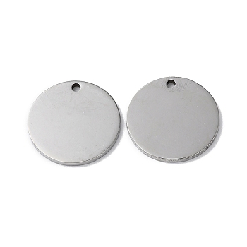 304 Stainless Steel Pendants, Stamping Blank Tag, Flat Round Charm, Stainless Steel Color, 19x1.3mm, Hole: 1.6mm