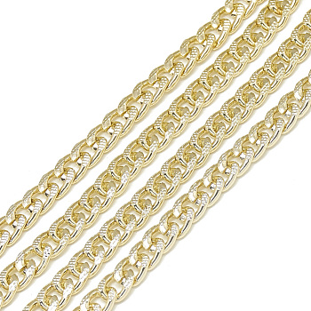 Unwelded Aluminum Curb Chains, Light Gold, 7x5x1.4mm