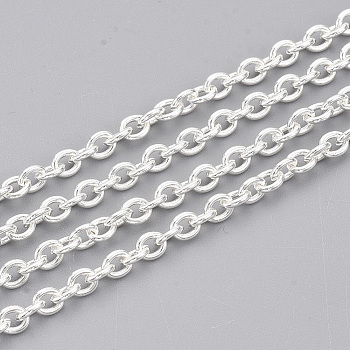3.28 Feet 304 Stainless Steel Cable Chains, Unwelded, Oval, Silver Color Plated, 4x3x0.8mm