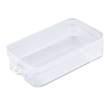 Rectangle Polystyrene Bead Storage Container, with Cover, for Jewelry Beads Small Accessories, Clear, 150x90x40mm, Hole: 9mm