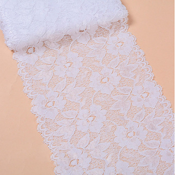 Stretch Elastic Lace Trim, Floral Pattern Lace Ribbon, for Sewing, Dress Decoration and Gift Wrapping, White, 16cm
