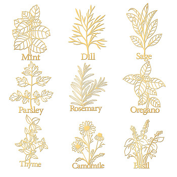 Nickel Decoration Stickers, Metal Resin Filler, Epoxy Resin & UV Resin Craft Filling Material, Religion, Plants Pattern, 40x40mm, 9 style, 1pc/style, 9pcs/set