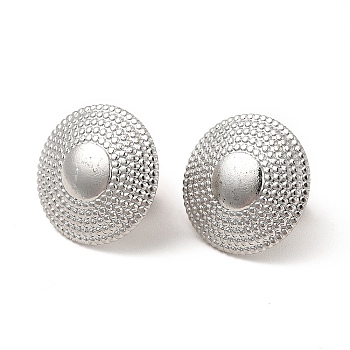 304 Stainless Steel Flat Round Stud Earrings for Women, Stainless Steel Color, 15.5mm, Pin: 0.8mm