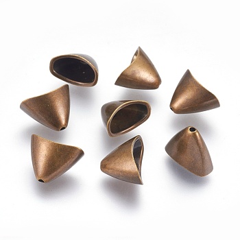 CCB Plastic Beads, Triangle, Antique Bronze, 12.5x17x10mm, Hole: 1.6mm
