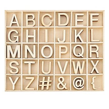 Unfinished Wood Alphabet & Mark Puzzles, Educational Toy, PapayaWhip, 2.9~3x0.6~3x0.2cm, 30 style, 5pcs/style, 150pcs/set