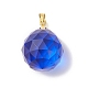 Faceted Transparent K9 Glass with Brass Pendants(PALLOY-JF02041)-2
