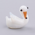 Home Decorations, Handmade Lampwork Display Decorations, Swan, White, 17~19x12~13x19~25mm(X1-LAMP-J084-23)