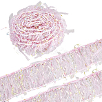 Fringe Polyester Lace Ribbon, for Garment Accessory, Pearl Pink, 2-1/2 inch(65mm), about 4.6 Yard/Roll(DIY-WH20062-40B)