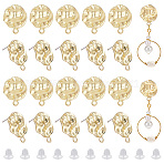 20Pcs Zinc Alloy Stud Earring Finding, with Horizontal Loops and 40Pcs Plastic Ear Nuts, Flat Round, Light Gold, 22x17mm, Hole: 2mm, Pin: 0.8mm(FIND-PH0007-97)