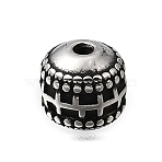 304 Stainless Steel Beads, Barrel with Grid Pattern, Antique Silver, 8x8mm, Hole: 1.8mm(STAS-H263-21AS)